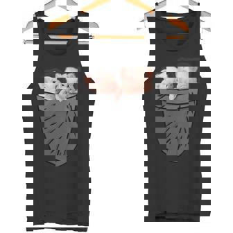 かわいい豚 ポケット覗き見 面白い豚 タンクトップ - Kawaiitshirt