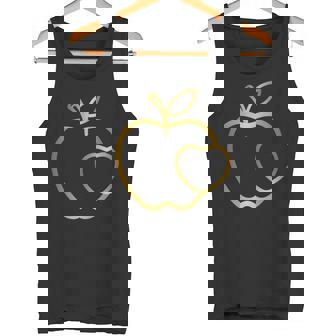 りんご ハート ラインアート かわいい シンプル デザイン 長袖tシャツ タンクトップ - Kawaiitshirt