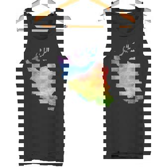 イランの地図 イランのカラフルな地図 水彩イラスト タンクトップ - Kawaiitshirt