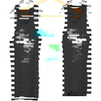 ウズベキスタン 国旗 地図 ウズベク ウズベキスタン タンクトップ - Kawaiitshirt