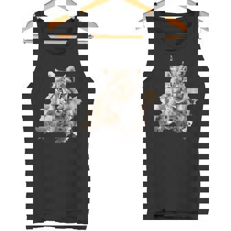 オイル スケッチ ワイルドライフ ボブキャット オレンジ ボブキャット タンクトップ - Kawaiitshirt