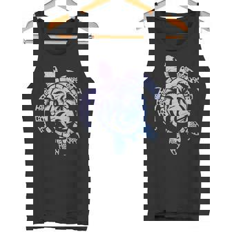 カメのモチーフ ヤシの木 波 フェス 夏 カメ サーフィン タンクトップ - Kawaiitshirt