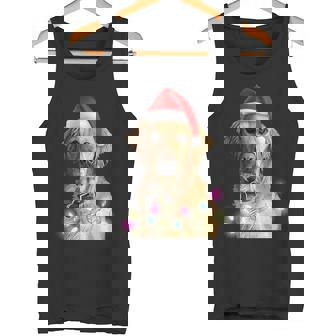 クリスマス ゴールデンレトリバー クリスマス ドッグツリー サンタハット リトリーバー 長袖tシャツ タンクトップ - Kawaiitshirt