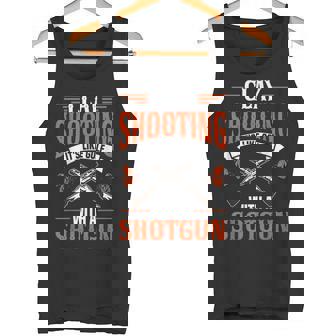 クレー射撃 散弾銃を使ったゴルフのようなもの ショットガン トラップ からのプル ピジョン クレー射撃 タンクトップ - Kawaiitshirt