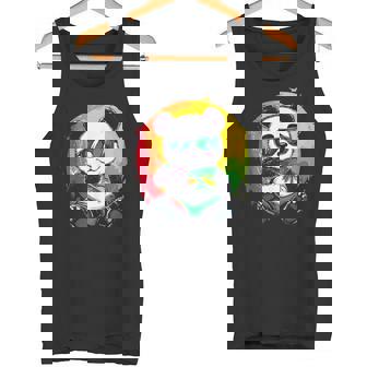 サングラス付きパンダ ラスタカラー タンクトップ - Kawaiitshirt