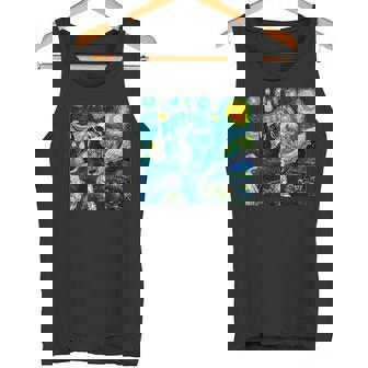 シュナウザー 面白いtシャツ 犬 ゴッホ 星月夜 かわいい メンズ 子供 おもしろ 服 グッズ ネタ タンクトップ - Kawaiitshirt