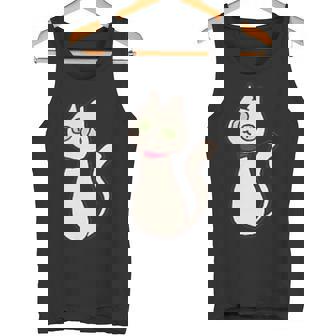 シロネコ 胸にワンポイント 落書き風 おもしろ タンクトップ - Kawaiitshirt