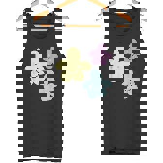 スマイリングフラワー イエロー ブルー パープル 楽しい春 タンクトップ - Kawaiitshirt