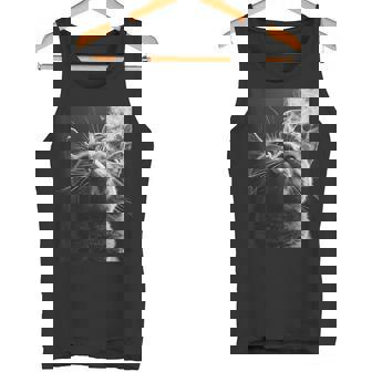 スモーキング 猫 ミーム 大人 ユーモア ノベルティ グラフィック タンクトップ - Kawaiitshirt