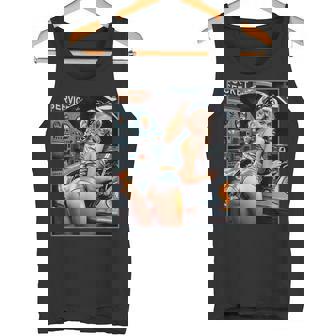 セクシーガールグラフィックtシャツ セクシーなブロンドメカニックピンナップガール タンクトップ - Kawaiitshirt