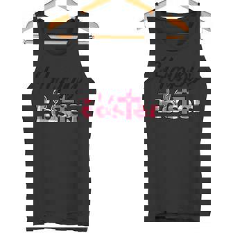 チェック柄ハッピーイースターバニー耳クロスかわいい宗教クリスチャン タンクトップ - Kawaiitshirt