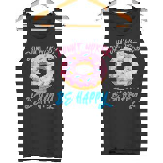 ドーナツ 悩み幸せになる 生地 デザート 幸福 スナック ドーナツ タンクトップ - Kawaiitshirt