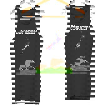 ニュージーランドのお土産キウイバードウォッチングニュージーランド地図 長袖tシャツ タンクトップ - Kawaiitshirt