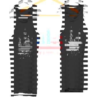 ニューヨーク・スカイライン 星条旗 アメリカ国旗アート Love Ny タンクトップ - Kawaiitshirt