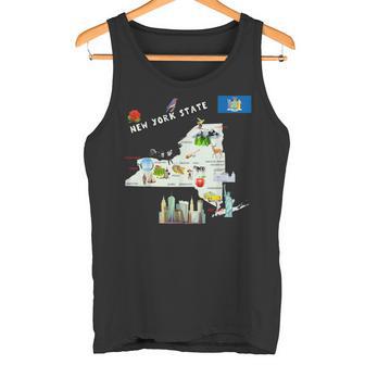 ニューヨーク州地図 観光地 都市 旗 タンクトップ - Kawaiitshirt