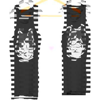 ハチワレ《ふぇいす》ねこ 猫【どうぶつフレンズ】シンプル 顔 ゆるくて かわいい 動物 イラスト タンクトップ - Kawaiitshirt