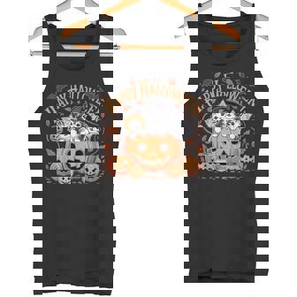 ハッピーハロウィン猫 パンプキン 魔女の帽子デザイン タンクトップ - Kawaiitshirt