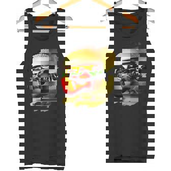 ハンバーガー 演奏 ギター ギタリスト ファニー ファーストフード ハンバーガー タンクトップ - Kawaiitshirt