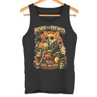 バイクでコーヒーを飲むチワワ Digor タンクトップ - Kawaiitshirt