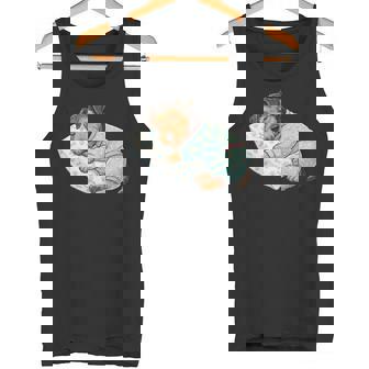 パジャマで寝ているかわいいボストンテリア犬就寝アート 長袖tシャツ タンクトップ - Kawaiitshirt