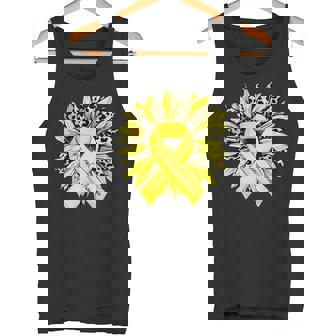ヒョウ ヒマワリ イエローリボン 肉腫 がん啓発 タンクトップ - Kawaiitshirt