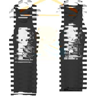 ピアノを弾くかわいい猫 ヴィンテージ かわいい猫 アート 日本アニメ タンクトップ - Kawaiitshirt