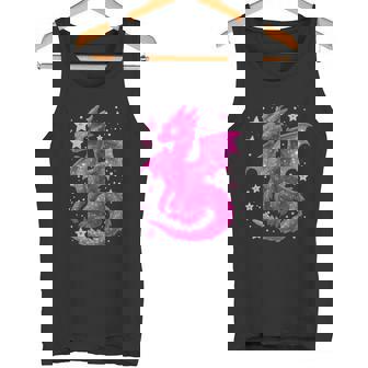 ピンクファンタジー ドラゴンと星 長袖tシャツ タンクトップ - Kawaiitshirt