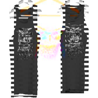 フクロウ カラフル レインボーカラー ポップアート フクロウ フクロウ かわいい フクロウ タンクトップ - Kawaiitshirt