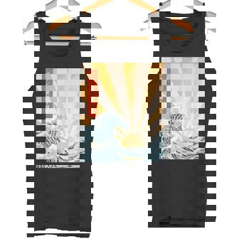 プリン 地球 日本語 浮世絵 和風デザイン 和柄 プリンは世界を救う タンクトップ - Kawaiitshirt