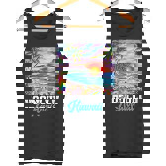 ホノルル ハワイ ハワイアン 波 ビーチ 夏 サーフィン レトロ 長袖tシャツ タンクトップ - Kawaiitshirt