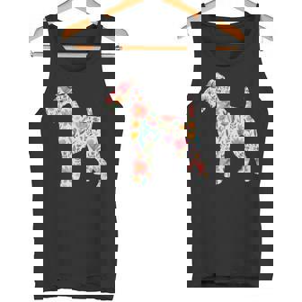 ワイヤーフォックステリア 水彩フラワーデザイン 長袖tシャツ タンクトップ - Kawaiitshirt