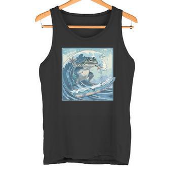 両生類サーファー 日本の波 アート サーフィン カエル タンクトップ - Kawaiitshirt