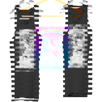 宇宙パグ 雲の上のレインボーユニコーン タンクトップ - Kawaiitshirt