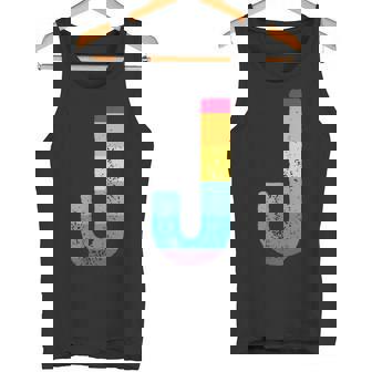 文字 J 大文字 アルファベット モノグラム イニシャル レインボー アルファベット J タンクトップ - Kawaiitshirt