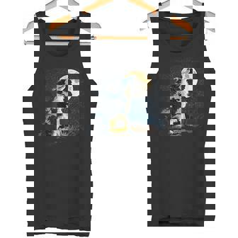 月に吠える美しいボーダーコリー犬 タンクトップ - Kawaiitshirt