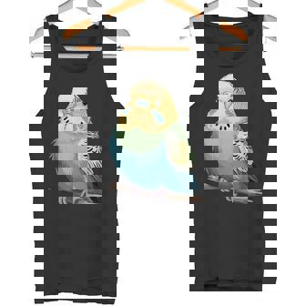 枝に腰掛けたチャーミングなセキセイインコ タンクトップ - Kawaiitshirt