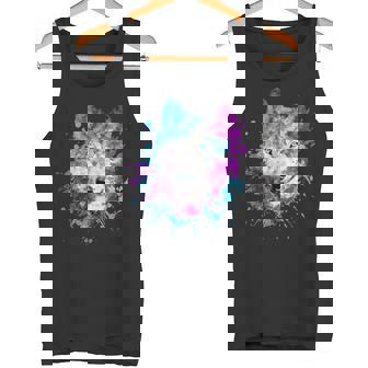 水彩 狼 頭 カラフル オオカミ 贈り物 タンクトップ - Kawaiitshirt