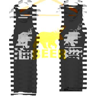 狩猟 ビール スピリット 動物 ティー ベア 鹿 ティー ビール クマ 鹿 タンクトップ - Kawaiitshirt