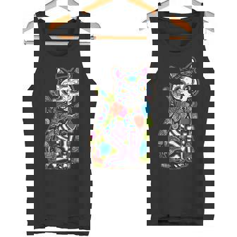 猫 シュガー スカル メキシコ カラベラ 死者の日 ハロウィン タンクトップ - Kawaiitshirt