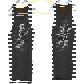 猫がドラムを叩く 長袖tシャツ タンクトップ - Kawaiitshirt