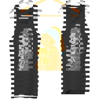 真珠の耳飾りの少女 柴犬 子柴 名画 いぬ イラスト かわいい 犬好き おもしろ 面白い タンクトップ - Kawaiitshirt