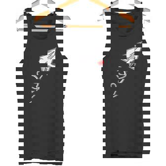 赤いハートの紙飛行機、紙飛行機のメッセージ タンクトップ - Kawaiitshirt