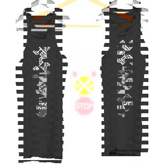 鉄道 踏切 標識 電車 作業員 エンジニア Railfan タンクトップ - Kawaiitshirt