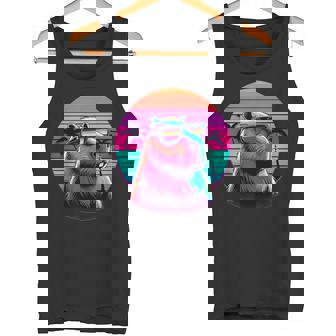 面白いカピバラ ヴィンテージ げっ歯類 レトロ ヴェイパーウェーブ 美的ゴス タンクトップ - Kawaiitshirt