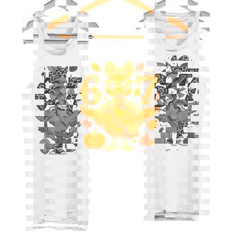 6 7 Thanksgiving Leopard Bow Turkey Six Seven Teacher Tank Top | Mazezy