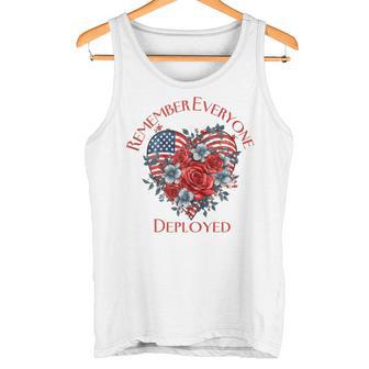 American Flag Patriotic Flowers Deployed RED Friday Military Tank Top Tank Top | Mazezy