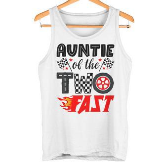 Auntie Of The Two Fast 2nd Birthday Racing Car Family Tank Top | Mazezy