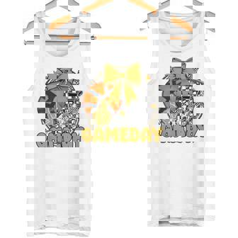 Basketball Game Day Go Cheer Team Gold Coquette Cheerleader Tank Top | Mazezy