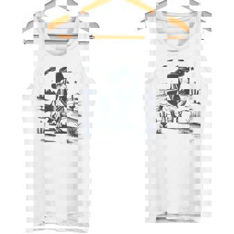 Basset Hound Cowboy Vintage UFO Dog Mom Pet Dad Tank Top | Mazezy