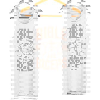 Bible & Biceps Gym Christian Workout Dumbbell Cross Barbell Tank Top | Mazezy